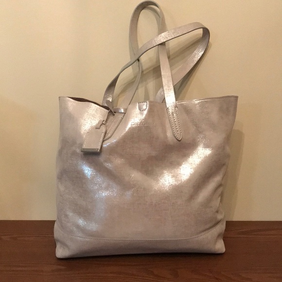 metallic leather tote